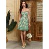 image:imageFloerns Womens Floral Boho Mini Dress Spaghetti Strap Vintage Tiered Ruffle Summer Beach Vacation Short DressesArmy Green Tropical