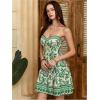 image:imageFloerns Womens Floral Boho Mini Dress Spaghetti Strap Vintage Tiered Ruffle Summer Beach Vacation Short DressesArmy Green Tropical