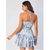 image:imageFloerns Womens Floral Halter Ruffle Tiered Cute Summer Mini Dress Milkmaid Vacation SundressBlue and White