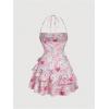 image:imageFloerns Womens Floral Halter Ruffle Tiered Cute Summer Mini Dress Milkmaid Vacation SundressPink Floral