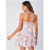 image:imageFloerns Womens Floral Halter Ruffle Tiered Cute Summer Mini Dress Milkmaid Vacation SundressPink and White