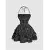 image:imageFloerns Womens Floral Halter Ruffle Tiered Cute Summer Mini Dress Milkmaid Vacation SundressPolka Black