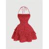 image:imageFloerns Womens Floral Halter Ruffle Tiered Cute Summer Mini Dress Milkmaid Vacation SundressRed Polka