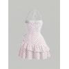 image:imageFloerns Womens Floral Halter Ruffle Tiered Cute Summer Mini Dress Milkmaid Vacation SundressRed Polka Dots
