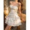 image:imageFloerns Womens Floral Halter Ruffle Tiered Cute Summer Mini Dress Milkmaid Vacation SundressWhite Floral