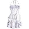image:imageFloerns Womens Floral Halter Ruffle Tiered Cute Summer Mini Dress Milkmaid Vacation SundressWhite Polka Dots
