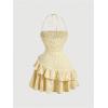 image:imageFloerns Womens Floral Halter Ruffle Tiered Cute Summer Mini Dress Milkmaid Vacation SundressYellow Daisy