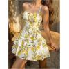 image:imageFloerns Womens Floral Halter Ruffle Tiered Cute Summer Mini Dress Milkmaid Vacation SundressYellow Lemon