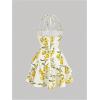 image:imageFloerns Womens Floral Halter Ruffle Tiered Cute Summer Mini Dress Milkmaid Vacation SundressYellow Lemon