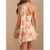 image:imageFloerns Womens Floral Mini Halter Neck Dress Bodycon Ruffle Hem Dress with ScarfLight Yellow