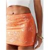 image:imageFloerns Womens Floral Sequin Bodycon Mini Skirt Sparkly Low Rise Night Out SkirtsCoral Orange