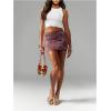 image:imageFloerns Womens Floral Sequin Bodycon Mini Skirt Sparkly Low Rise Night Out SkirtsPurple