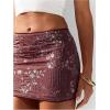 image:imageFloerns Womens Floral Sequin Bodycon Mini Skirt Sparkly Low Rise Night Out SkirtsPurple