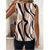 image:imageFloerns Womens Geo Print Sleeveless Vest Shirts V Neck Workwear Blouse TopsApricot