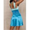 image:imageFloerns Womens Halter Neck Ruched Bodycon Sweetheart Slip Dress Backless Mini Prom Party DressesBlue