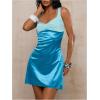image:imageFloerns Womens Halter Neck Ruched Bodycon Sweetheart Slip Dress Backless Mini Prom Party DressesBlue