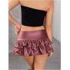 image:imageFloerns Womens Leather Y2k Mini Skirt Layered Ruffle Gothic Punk Low Rise Waist SkirtRed