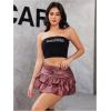 image:imageFloerns Womens Leather Y2k Mini Skirt Layered Ruffle Gothic Punk Low Rise Waist SkirtRed