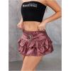 image:imageFloerns Womens Leather Y2k Mini Skirt Layered Ruffle Gothic Punk Low Rise Waist SkirtRed