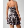 image:imageFloerns Womens Leopard Print Ruched Strapless Tube Dress Y2k A Line Tiered DressCoffee Brown