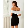image:imageFloerns Womens Off Shoulder Short Sleeve Mini Dress Bow Front Bodycon DressesBlack and White