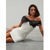image:imageFloerns Womens Off Shoulder Short Sleeve Mini Dress Bow Front Bodycon DressesWhite