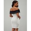 image:imageFloerns Womens Off Shoulder Short Sleeve Mini Dress Bow Front Bodycon DressesWhite