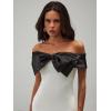 image:imageFloerns Womens Off Shoulder Short Sleeve Mini Dress Bow Front Bodycon DressesWhite