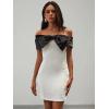 image:imageFloerns Womens Off Shoulder Short Sleeve Mini Dress Bow Front Bodycon DressesWhite
