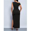 image:imageFloerns Womens Off The Shoulder Ruched Side Slit Bodycon Midi Dress Formal Party Cocktail DressBlack