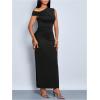 image:imageFloerns Womens Off The Shoulder Ruched Side Slit Bodycon Midi Dress Formal Party Cocktail DressBlack