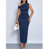 image:imageFloerns Womens Off The Shoulder Ruched Side Slit Bodycon Midi Dress Formal Party Cocktail DressDark Blue