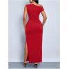 image:imageFloerns Womens Off The Shoulder Ruched Side Slit Bodycon Midi Dress Formal Party Cocktail DressRed