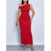 image:imageFloerns Womens Off The Shoulder Ruched Side Slit Bodycon Midi Dress Formal Party Cocktail DressRed
