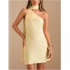 image:imageFloerns Womens One Shoulder Floral Boho Mini Dress Draped Open Back Beach Dresses with ScarfYellow