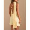 image:imageFloerns Womens One Shoulder Floral Boho Mini Dress Draped Open Back Beach Dresses with ScarfYellow