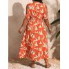 image:imageFloerns Womens Plus Size Cold Shoulder Tropical Print V Neck Flared A Line Long DressOrange