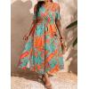 image:imageFloerns Womens Plus Size Cold Shoulder Tropical Print V Neck Flared A Line Long DressTropical