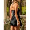 image:imageFloerns Womens Polka Dots Halter Neck Satin Mini Dress Backless Lace Trim Night Out Party DressesBlack