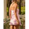 image:imageFloerns Womens Polka Dots Halter Neck Satin Mini Dress Backless Lace Trim Night Out Party DressesDusty Pink
