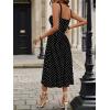 image:imageFloerns Womens Polka Dots Square Neck Tank Dress Ruched Bust Knot A Line Midi DressesBlack