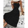 image:imageFloerns Womens Polka Dots Square Neck Tank Dress Ruched Bust Knot A Line Midi DressesBlack