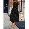 image:imageFloerns Womens Polka Dots Square Neck Tank Dress Ruched Bust Knot A Line Midi DressesBlack