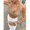 image:imageFloerns Womens Sparkly Sequin Sleeveless Party Halter Tops Open Back Glitter Going Out TopsCoffee Brown