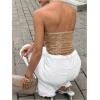 image:imageFloerns Womens Sparkly Sequin Sleeveless Party Halter Tops Open Back Glitter Going Out TopsCoffee Brown