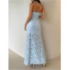 image:imageFloerns Womens Strapless Tube Dress High Split Bodycon Maxi Wedding Guest DressBlue