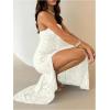 image:imageFloerns Womens Strapless Tube Dress High Split Bodycon Maxi Wedding Guest DressWhite
