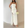 image:imageFloerns Womens Strapless Tube Dress High Split Bodycon Maxi Wedding Guest DressWhite