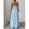 image:imageFloerns Womens Striped Halter Maxi Dress Backless Smocked Beach Vacation Boho DressBlue