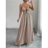 image:imageFloerns Womens Striped Halter Maxi Dress Backless Smocked Beach Vacation Boho DressCoffee Brown